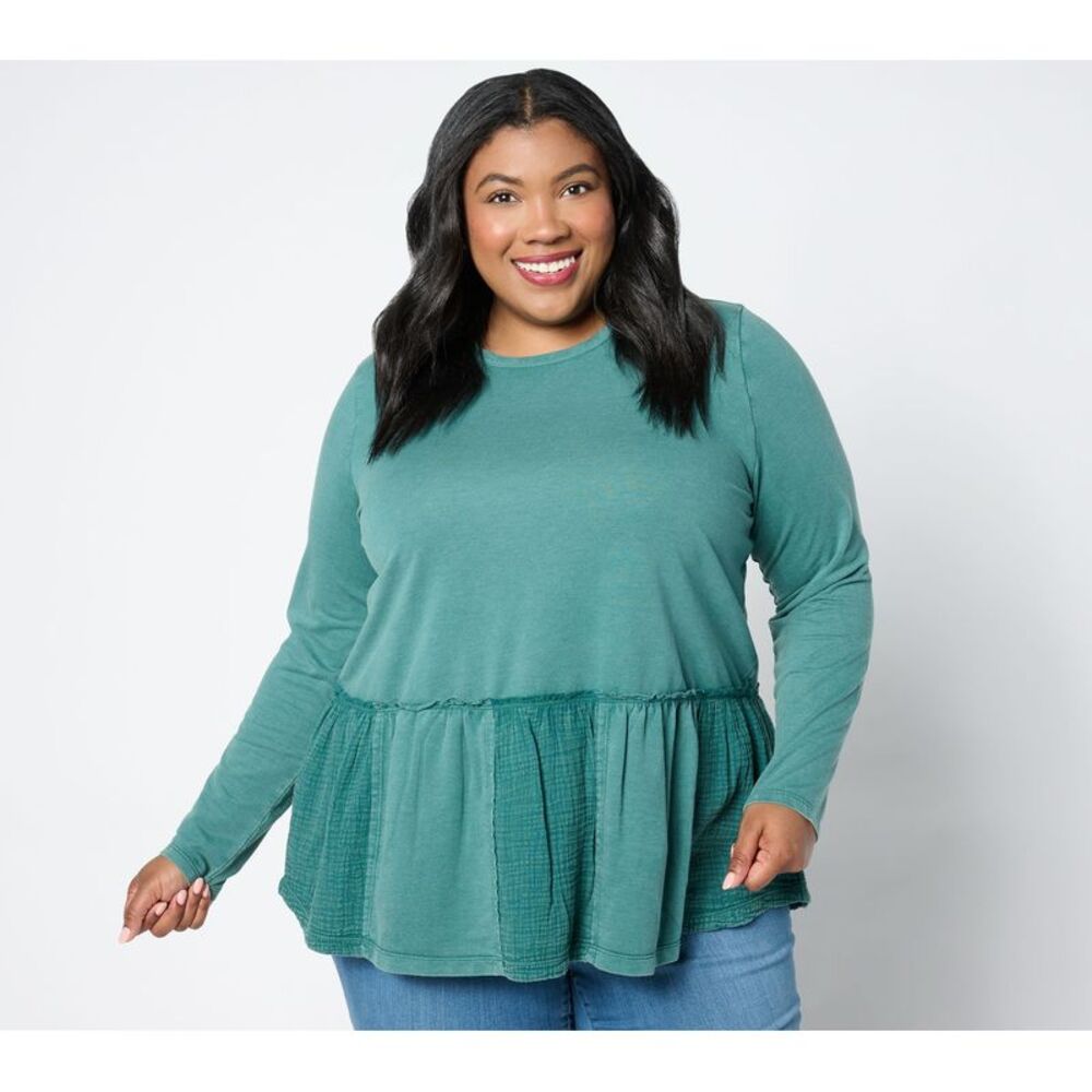 Farmers Defense Women's Top Sz L LOGO Life by Lori Goldstein Green